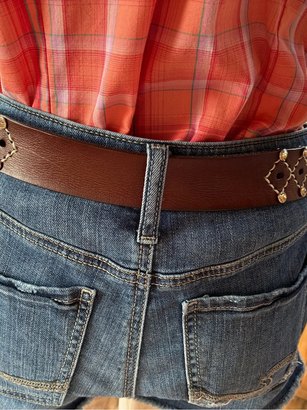 Women’s Brown Leather Studded Belt - Classic Casual Style